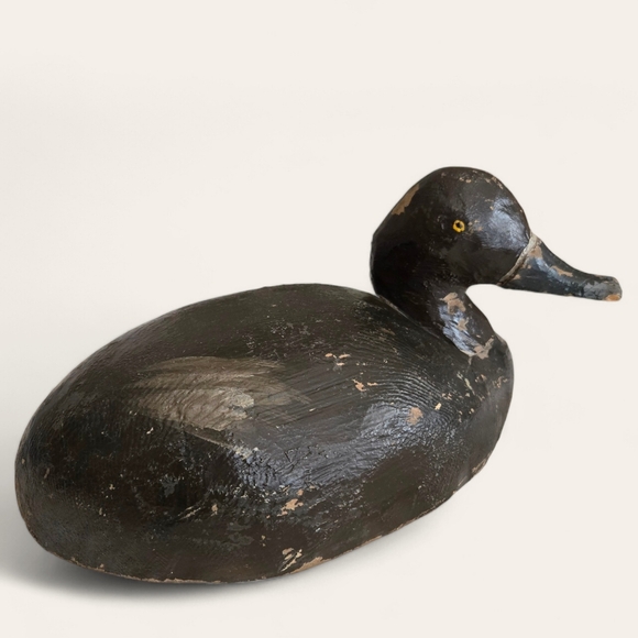 Chippy Brown Duck Decoy, Vintage Wooden Handmade Rustic Primitive Shelf Folk Art - Picture 7 of 11